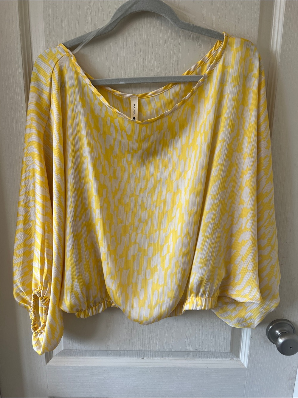 Tyche Yellow and White Patterned Tunic Top